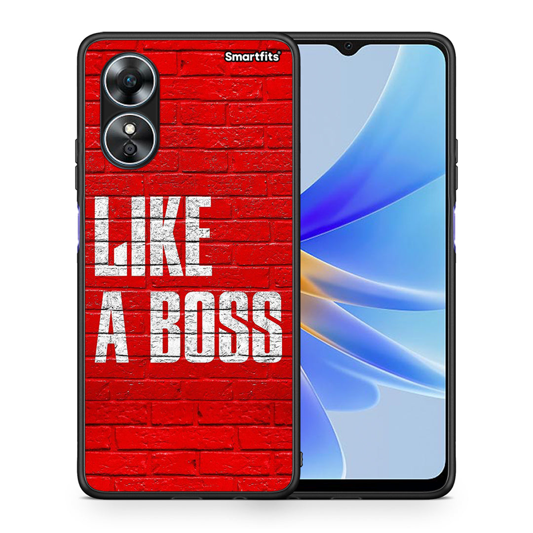 Θήκη Oppo A17 Like A Boss από τη Smartfits με σχέδιο στο πίσω μέρος και μαύρο περίβλημα | Oppo A17 Like A Boss Case with Colorful Back and Black Bezels