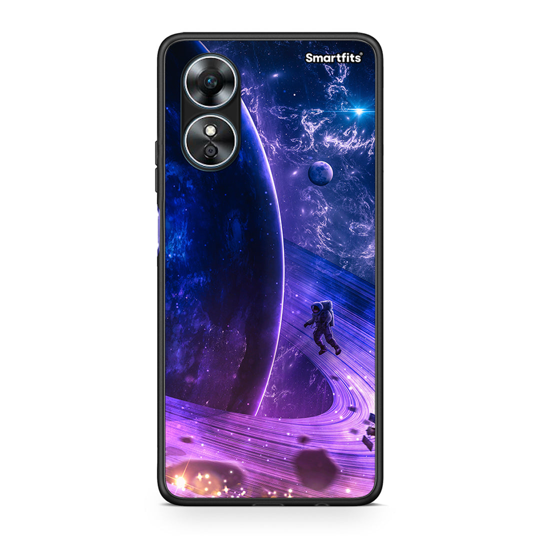 Θήκη Oppo A17 Lost Astronaut από τη Smartfits με σχέδιο στο πίσω μέρος και μαύρο περίβλημα | Oppo A17 Lost Astronaut Case with Colorful Back and Black Bezels