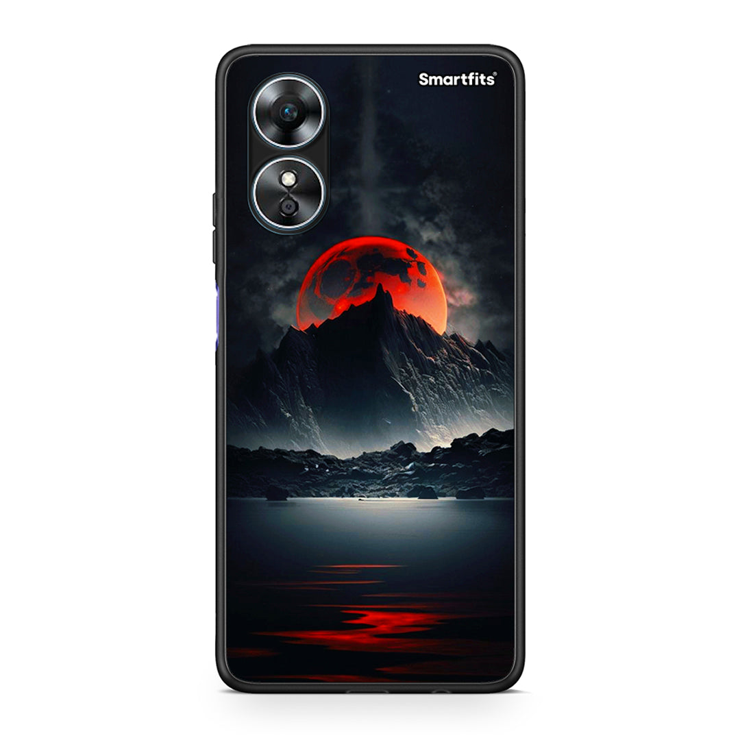 Θήκη Oppo A17 Red Full Moon από τη Smartfits με σχέδιο στο πίσω μέρος και μαύρο περίβλημα | Oppo A17 Red Full Moon Case with Colorful Back and Black Bezels