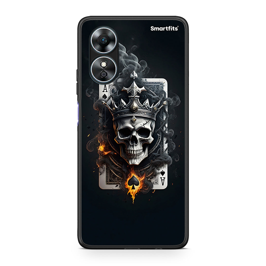 Θήκη Oppo A17 Skull King Ace από τη Smartfits με σχέδιο στο πίσω μέρος και μαύρο περίβλημα | Oppo A17 Skull King Ace Case with Colorful Back and Black Bezels