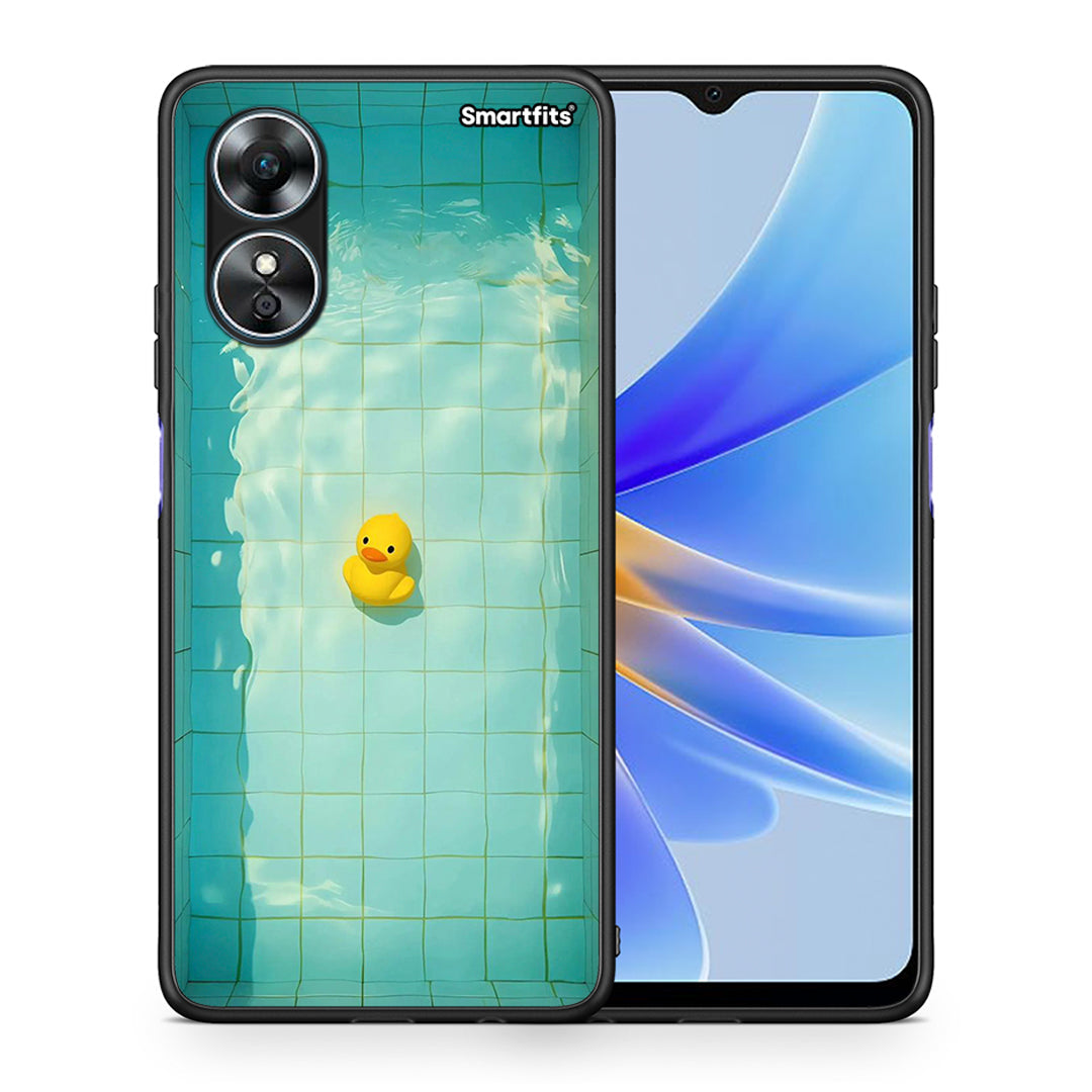 Θήκη Oppo A17 Yellow Duck από τη Smartfits με σχέδιο στο πίσω μέρος και μαύρο περίβλημα | Oppo A17 Yellow Duck Case with Colorful Back and Black Bezels