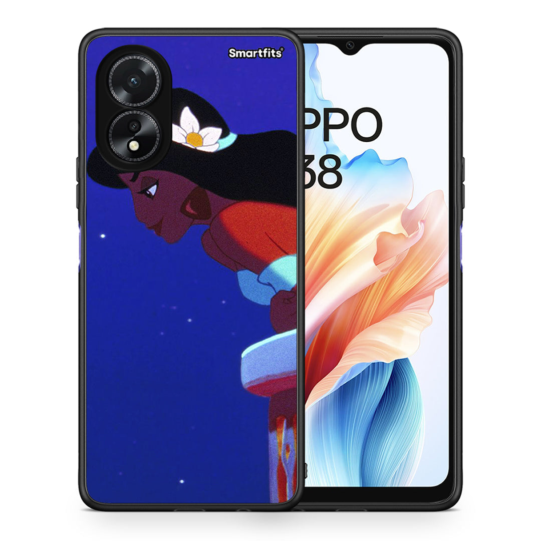 Θήκη Oppo A18 Alladin And Jasmine Love 2 από τη Smartfits με σχέδιο στο πίσω μέρος και μαύρο περίβλημα | Oppo A18 Alladin And Jasmine Love 2 case with colorful back and black bezels