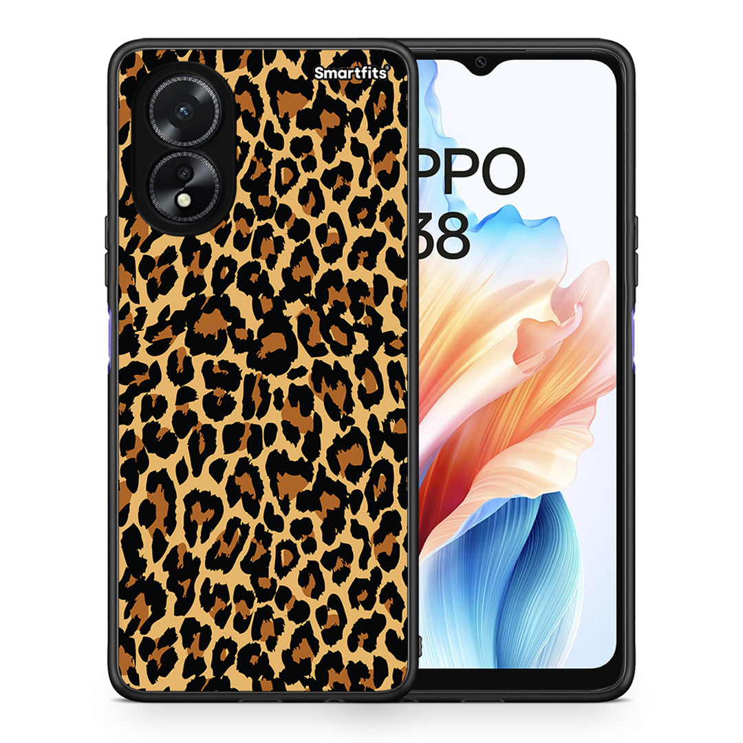 Θήκη Oppo A38 Leopard Animal από τη Smartfits με σχέδιο στο πίσω μέρος και μαύρο περίβλημα | Oppo A38 Leopard Animal case with colorful back and black bezels