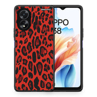 Thumbnail for Θήκη Oppo A38 Red Leopard Animal από τη Smartfits με σχέδιο στο πίσω μέρος και μαύρο περίβλημα | Oppo A38 Red Leopard Animal case with colorful back and black bezels
