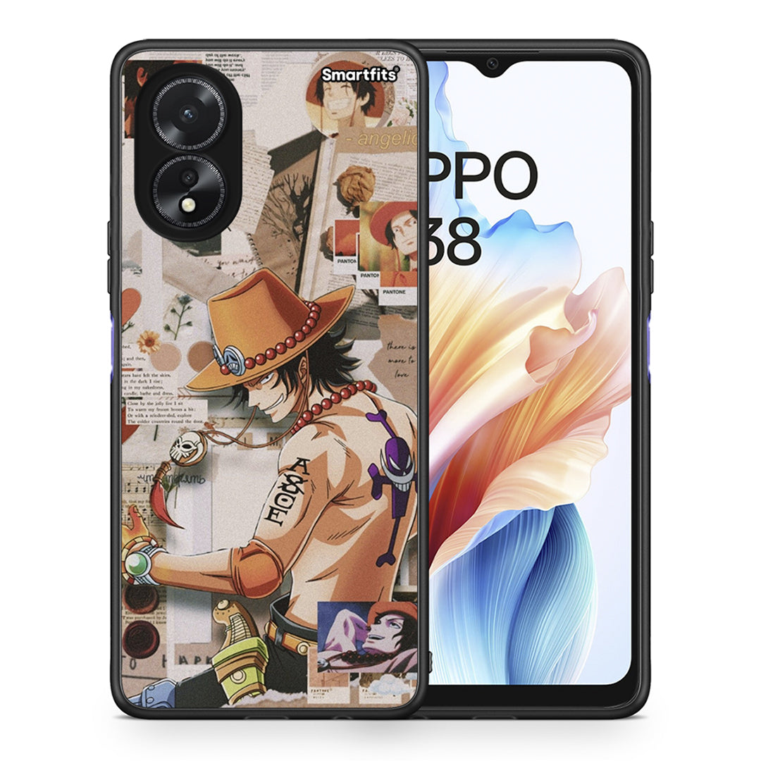 Θήκη Oppo A38 Anime Collage από τη Smartfits με σχέδιο στο πίσω μέρος και μαύρο περίβλημα | Oppo A38 Anime Collage case with colorful back and black bezels