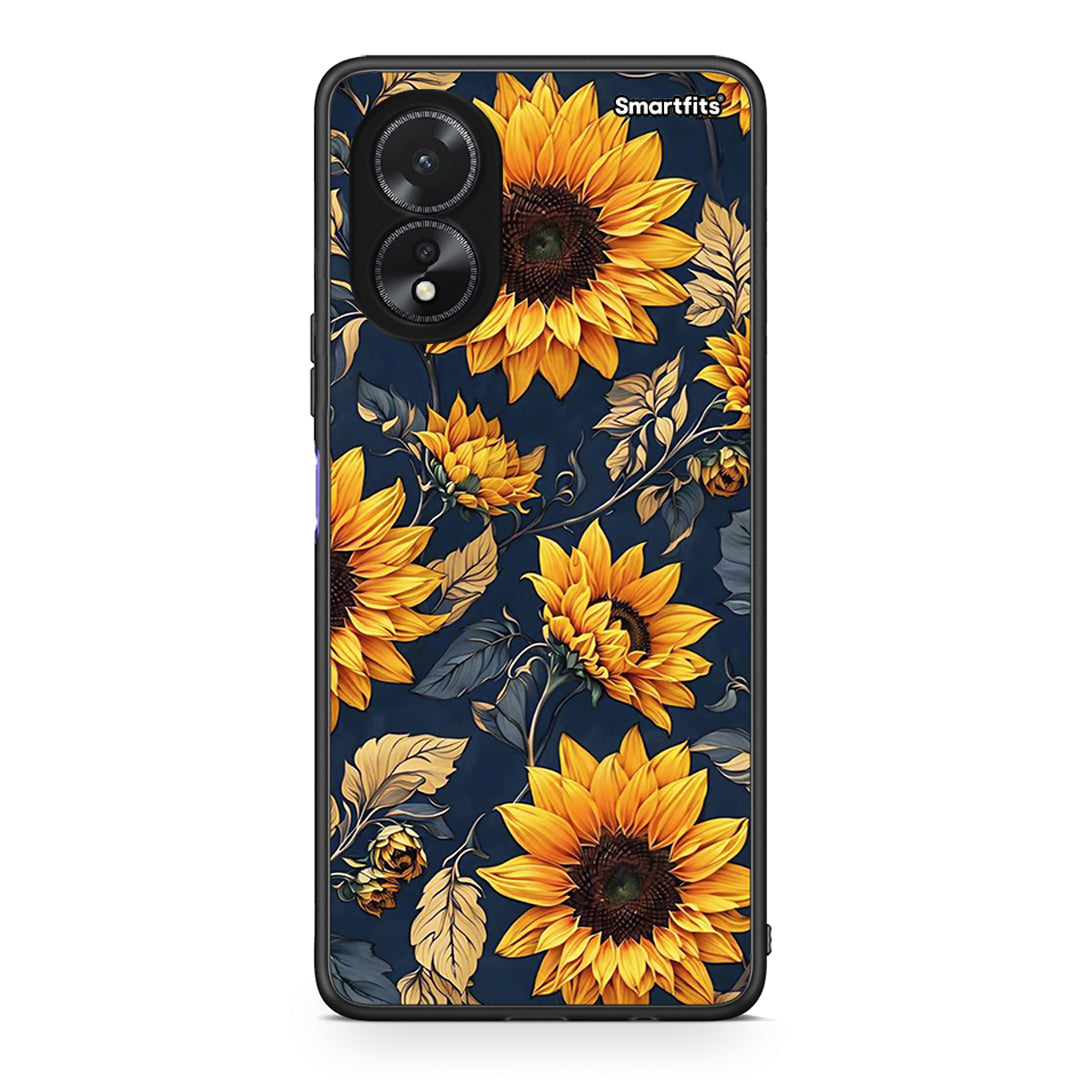 Oppo A18 Autumn Sunflowers Θήκη από τη Smartfits με σχέδιο στο πίσω μέρος και μαύρο περίβλημα | Smartphone case with colorful back and black bezels by Smartfits