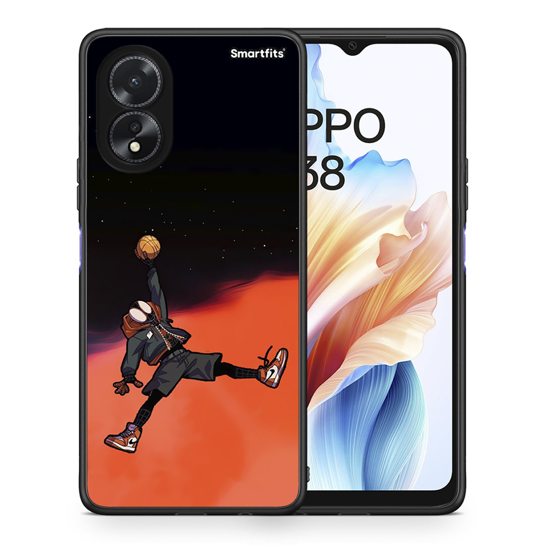 Θήκη Oppo A38 Basketball Hero από τη Smartfits με σχέδιο στο πίσω μέρος και μαύρο περίβλημα | Oppo A38 Basketball Hero case with colorful back and black bezels