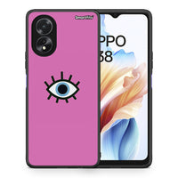 Thumbnail for Θήκη Oppo A18 Blue Eye Pink από τη Smartfits με σχέδιο στο πίσω μέρος και μαύρο περίβλημα | Oppo A18 Blue Eye Pink case with colorful back and black bezels