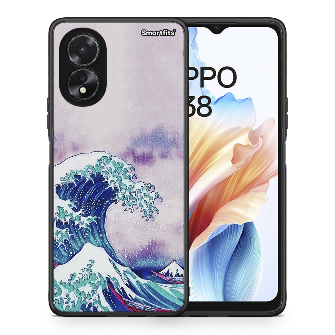 Θήκη Oppo A18 Blue Waves από τη Smartfits με σχέδιο στο πίσω μέρος και μαύρο περίβλημα | Oppo A18 Blue Waves case with colorful back and black bezels