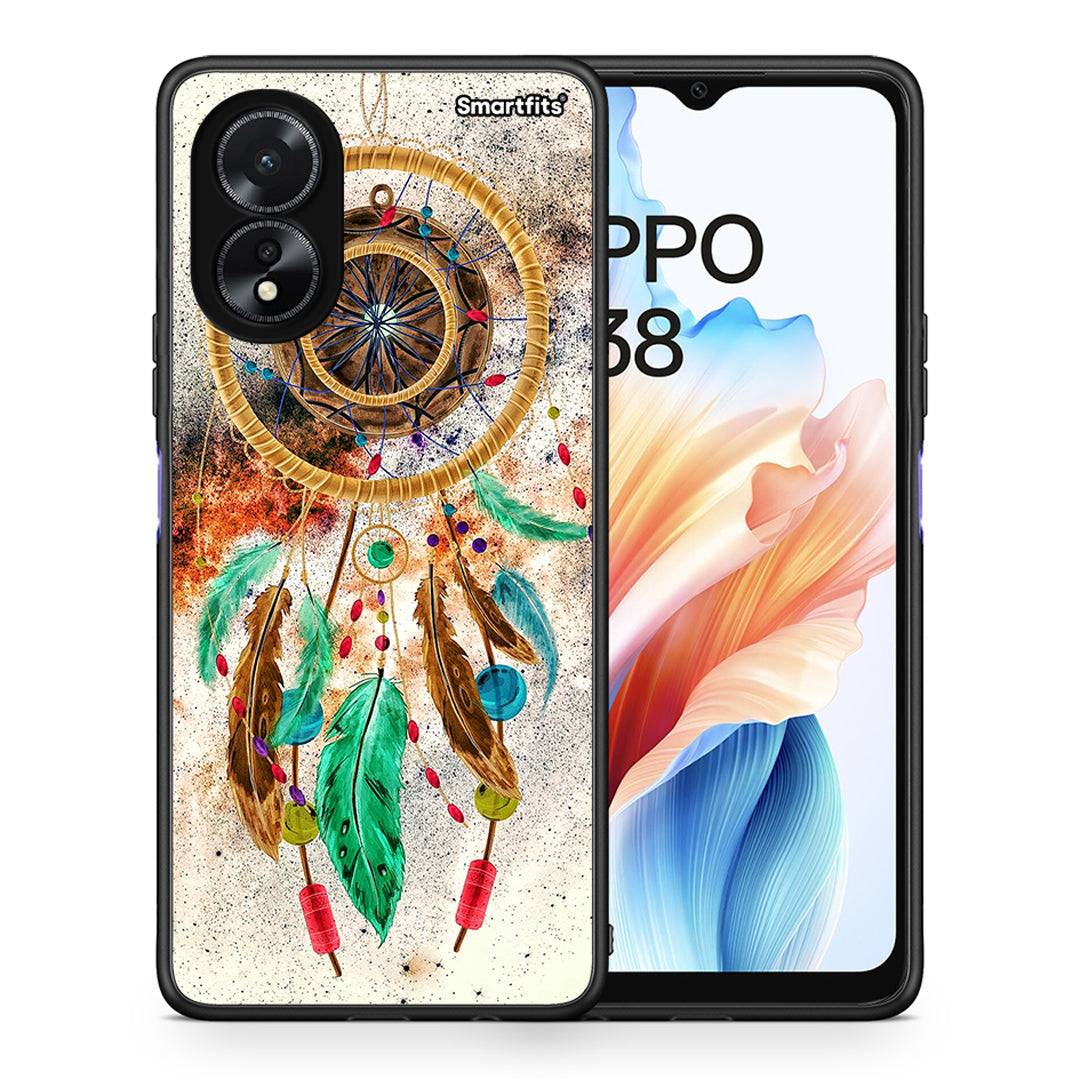 Θήκη Oppo A18 DreamCatcher Boho από τη Smartfits με σχέδιο στο πίσω μέρος και μαύρο περίβλημα | Oppo A18 DreamCatcher Boho case with colorful back and black bezels