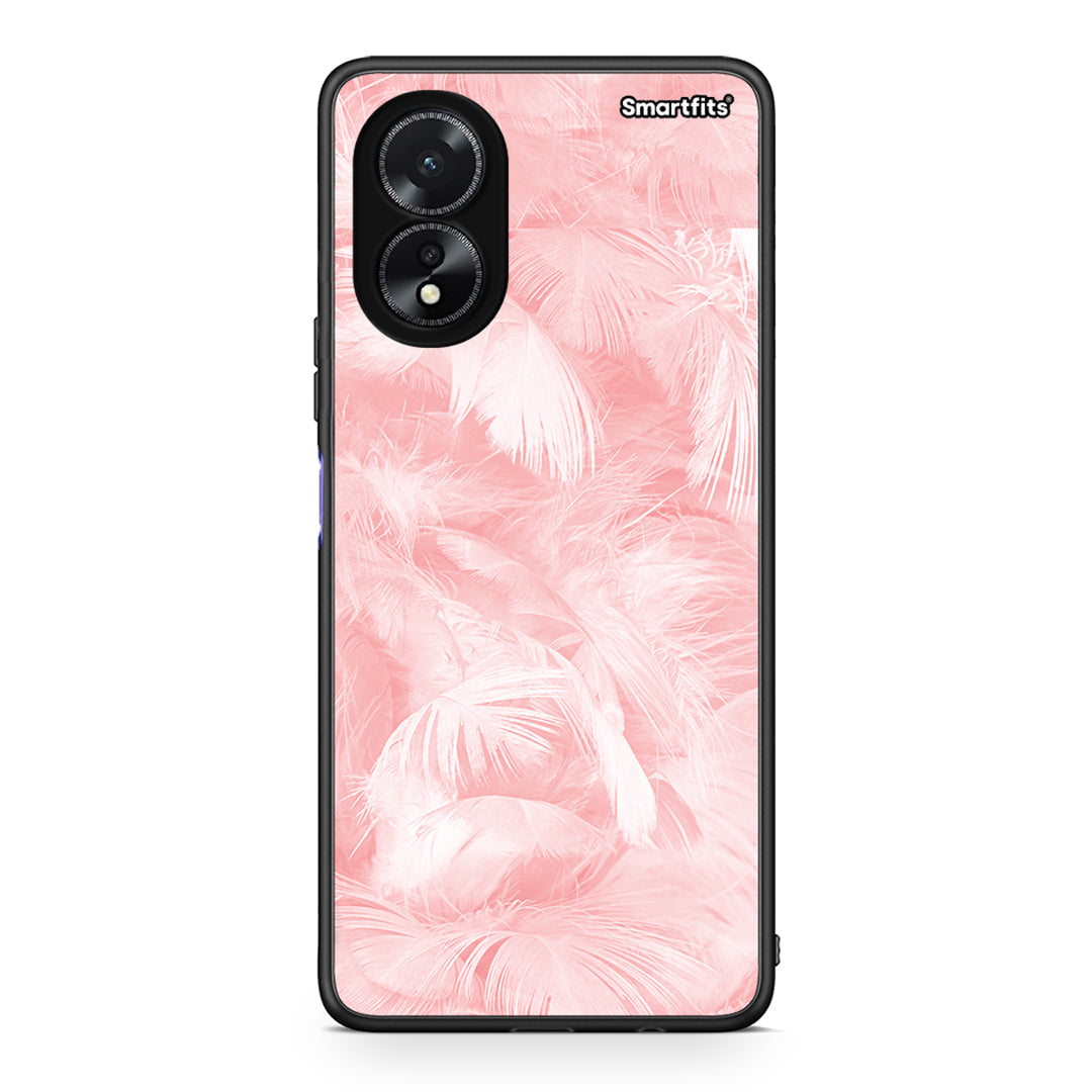 33 - Oppo A38 Pink Feather Boho case, cover, bumper