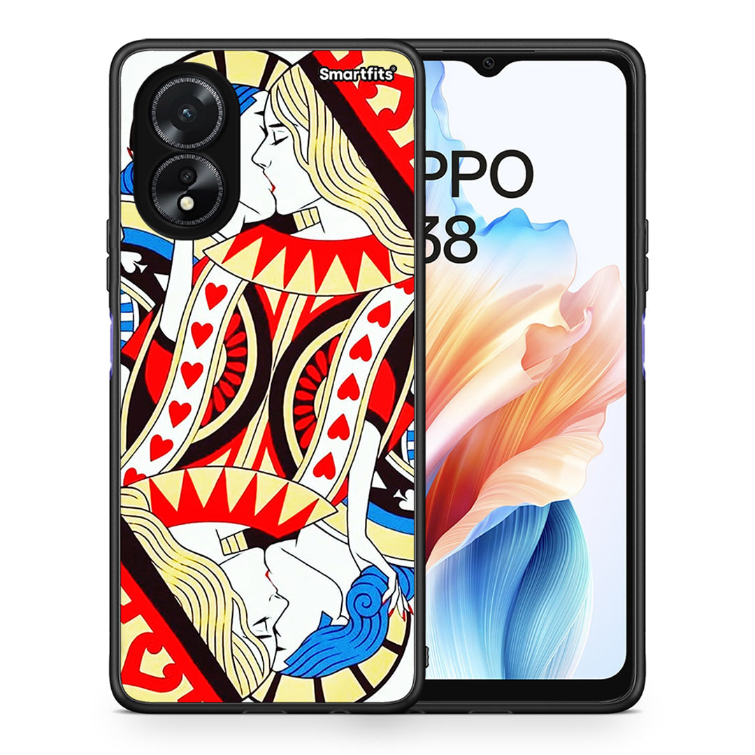 Θήκη Oppo A38 Card Love από τη Smartfits με σχέδιο στο πίσω μέρος και μαύρο περίβλημα | Oppo A38 Card Love case with colorful back and black bezels