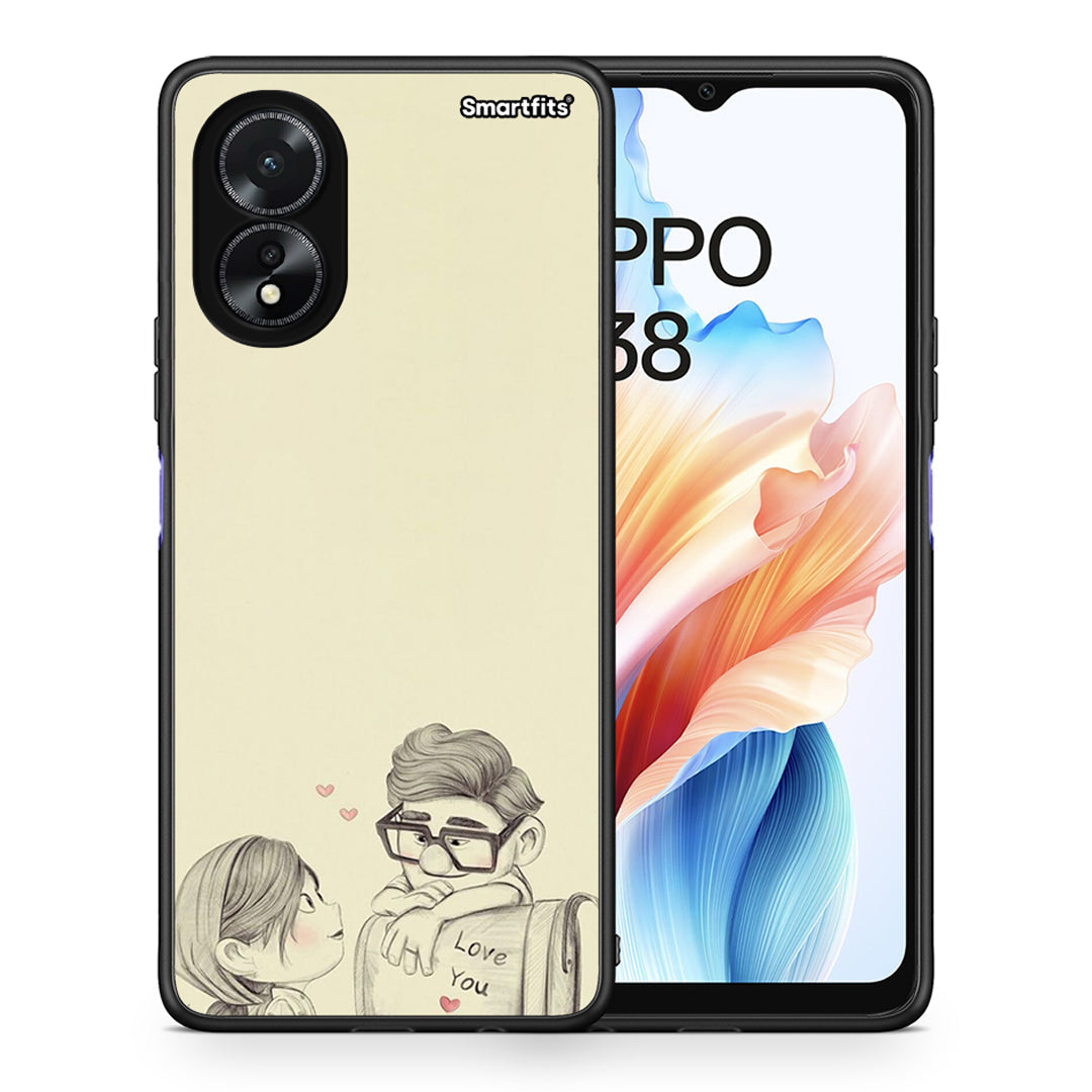 Θήκη Oppo A18 Carl And Ellie από τη Smartfits με σχέδιο στο πίσω μέρος και μαύρο περίβλημα | Oppo A18 Carl And Ellie case with colorful back and black bezels