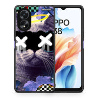 Thumbnail for Θήκη Oppo A18 Cat Collage από τη Smartfits με σχέδιο στο πίσω μέρος και μαύρο περίβλημα | Oppo A18 Cat Collage case with colorful back and black bezels