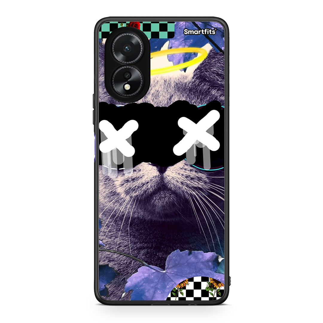 Oppo A38 Cat Collage θήκη από τη Smartfits με σχέδιο στο πίσω μέρος και μαύρο περίβλημα | Smartphone case with colorful back and black bezels by Smartfits