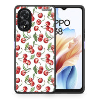 Thumbnail for Θήκη Oppo A18 Cherry Summer από τη Smartfits με σχέδιο στο πίσω μέρος και μαύρο περίβλημα | Oppo A18 Cherry Summer case with colorful back and black bezels