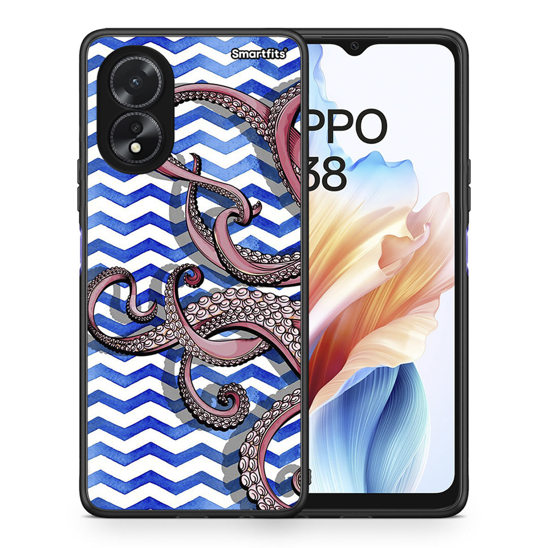 Θήκη Oppo A18 Chevron Devilfish από τη Smartfits με σχέδιο στο πίσω μέρος και μαύρο περίβλημα | Oppo A18 Chevron Devilfish case with colorful back and black bezels