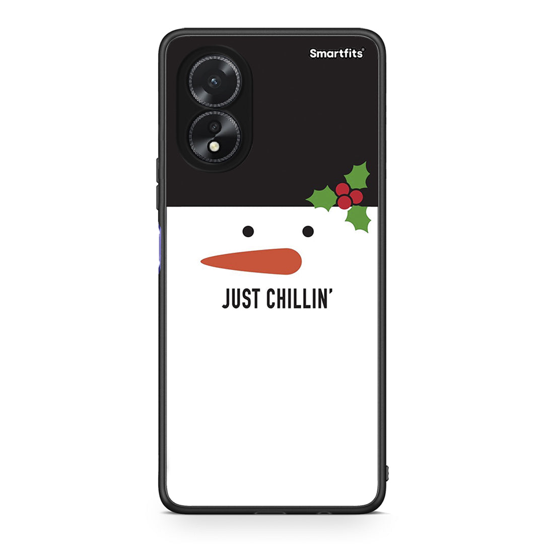 Oppo A38 Christmas Chillin θήκη από τη Smartfits με σχέδιο στο πίσω μέρος και μαύρο περίβλημα | Smartphone case with colorful back and black bezels by Smartfits