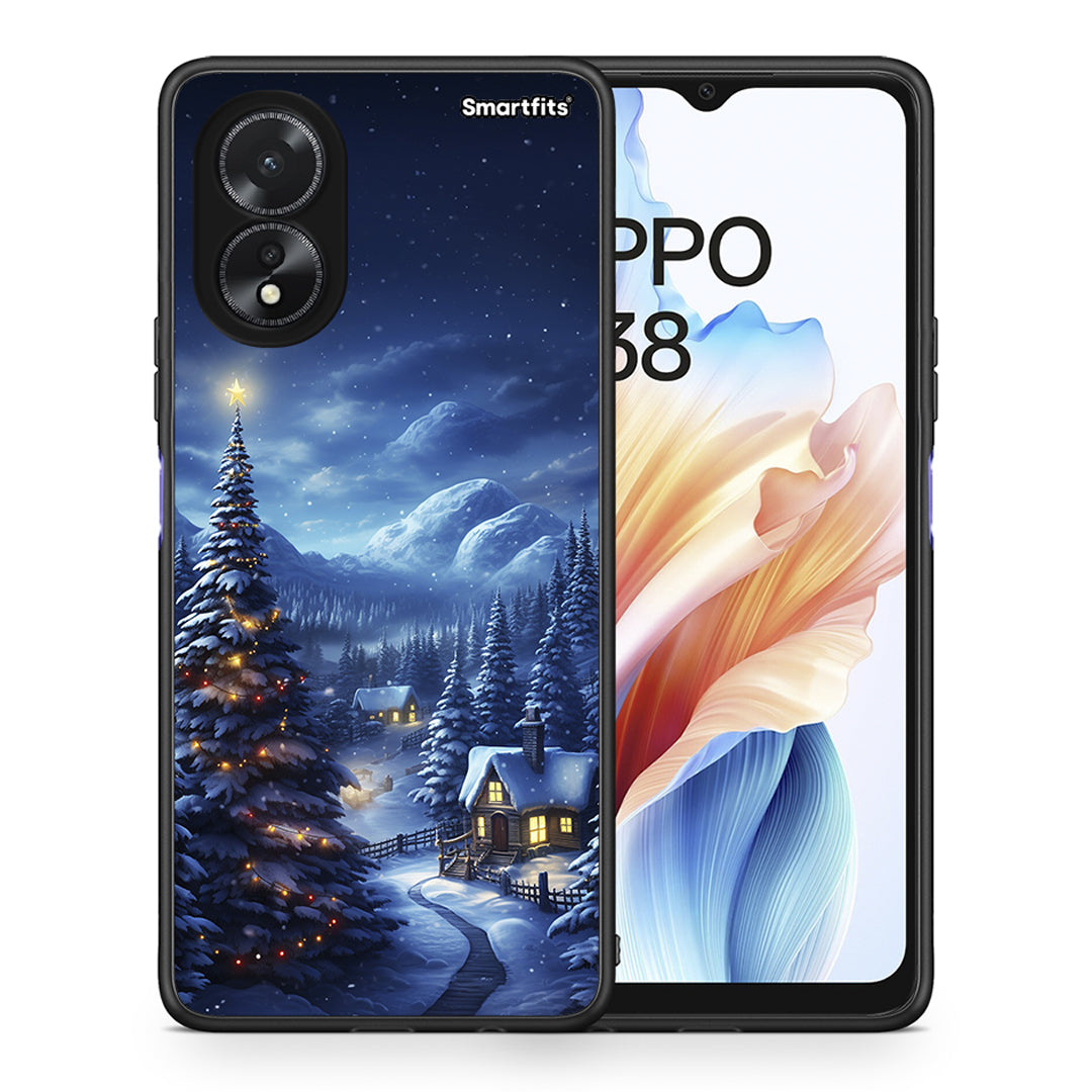 Θήκη Oppo A38 Christmas Scenery από τη Smartfits με σχέδιο στο πίσω μέρος και μαύρο περίβλημα | Oppo A38 Christmas Scenery case with colorful back and black bezels