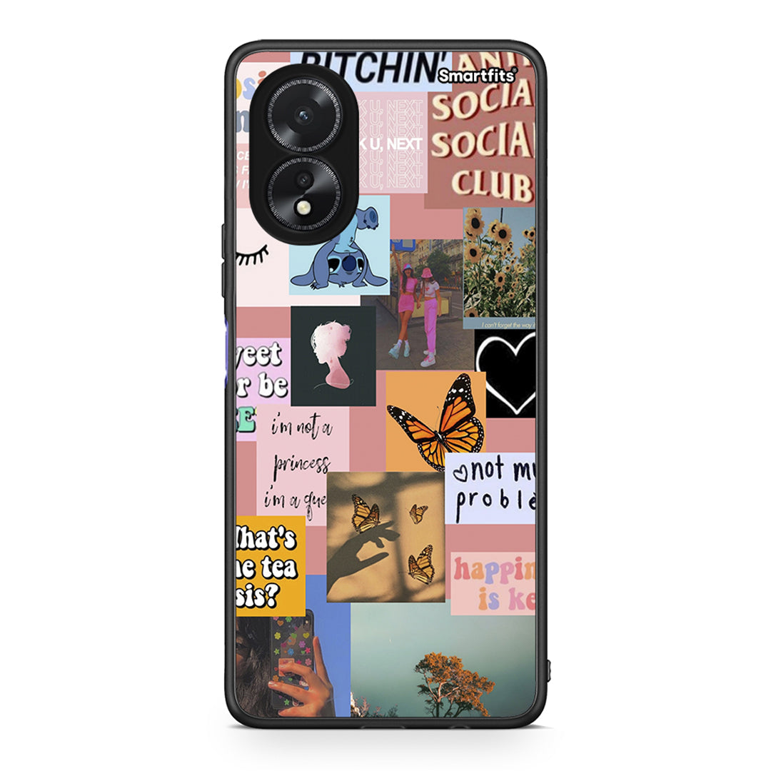 Oppo A38 Collage Bitchin Θήκη Αγίου Βαλεντίνου από τη Smartfits με σχέδιο στο πίσω μέρος και μαύρο περίβλημα | Smartphone case with colorful back and black bezels by Smartfits