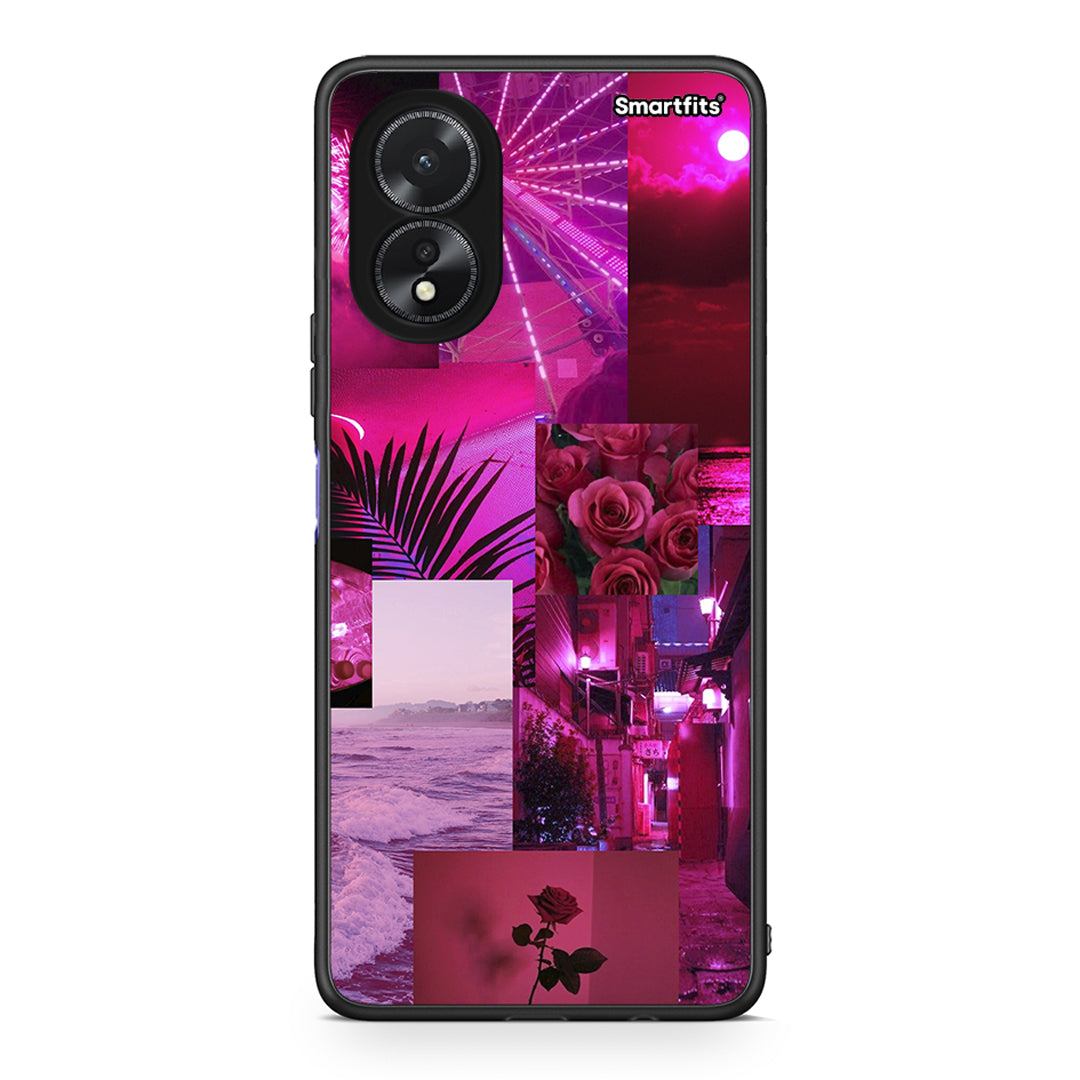 Oppo A18 Collage Red Roses Θήκη Αγίου Βαλεντίνου από τη Smartfits με σχέδιο στο πίσω μέρος και μαύρο περίβλημα | Smartphone case with colorful back and black bezels by Smartfits