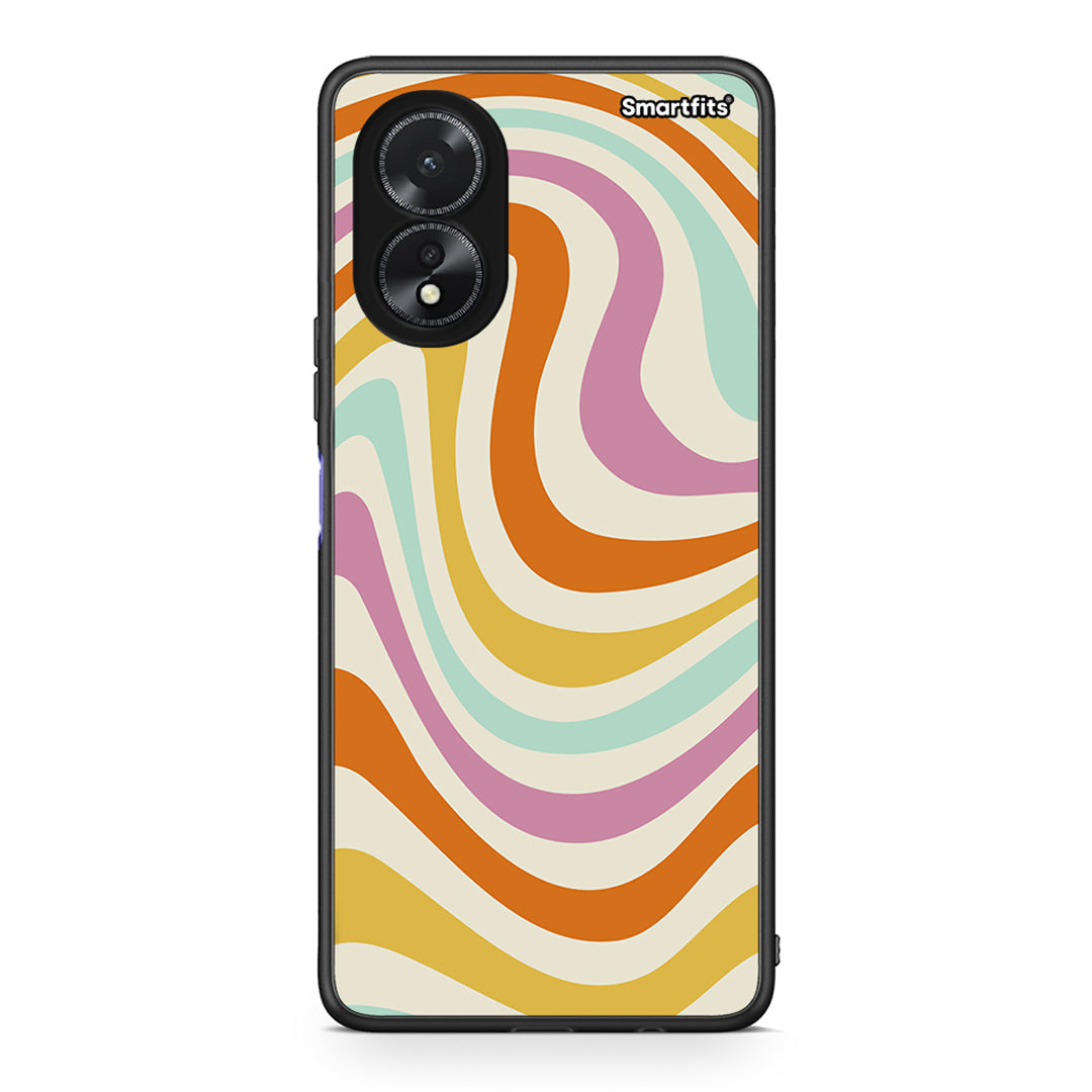 Oppo A38 Colourful Waves θήκη από τη Smartfits με σχέδιο στο πίσω μέρος και μαύρο περίβλημα | Smartphone case with colorful back and black bezels by Smartfits