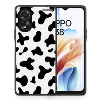 Thumbnail for Θήκη Oppo A38 Cow Print από τη Smartfits με σχέδιο στο πίσω μέρος και μαύρο περίβλημα | Oppo A38 Cow Print case with colorful back and black bezels