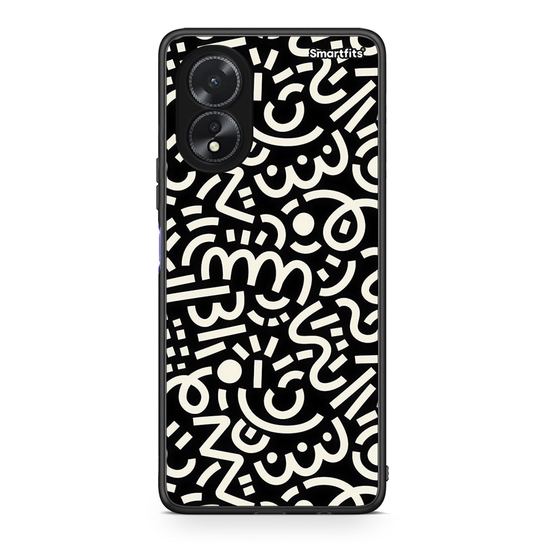 Oppo A18 Doodle Art Θήκη από τη Smartfits με σχέδιο στο πίσω μέρος και μαύρο περίβλημα | Smartphone case with colorful back and black bezels by Smartfits