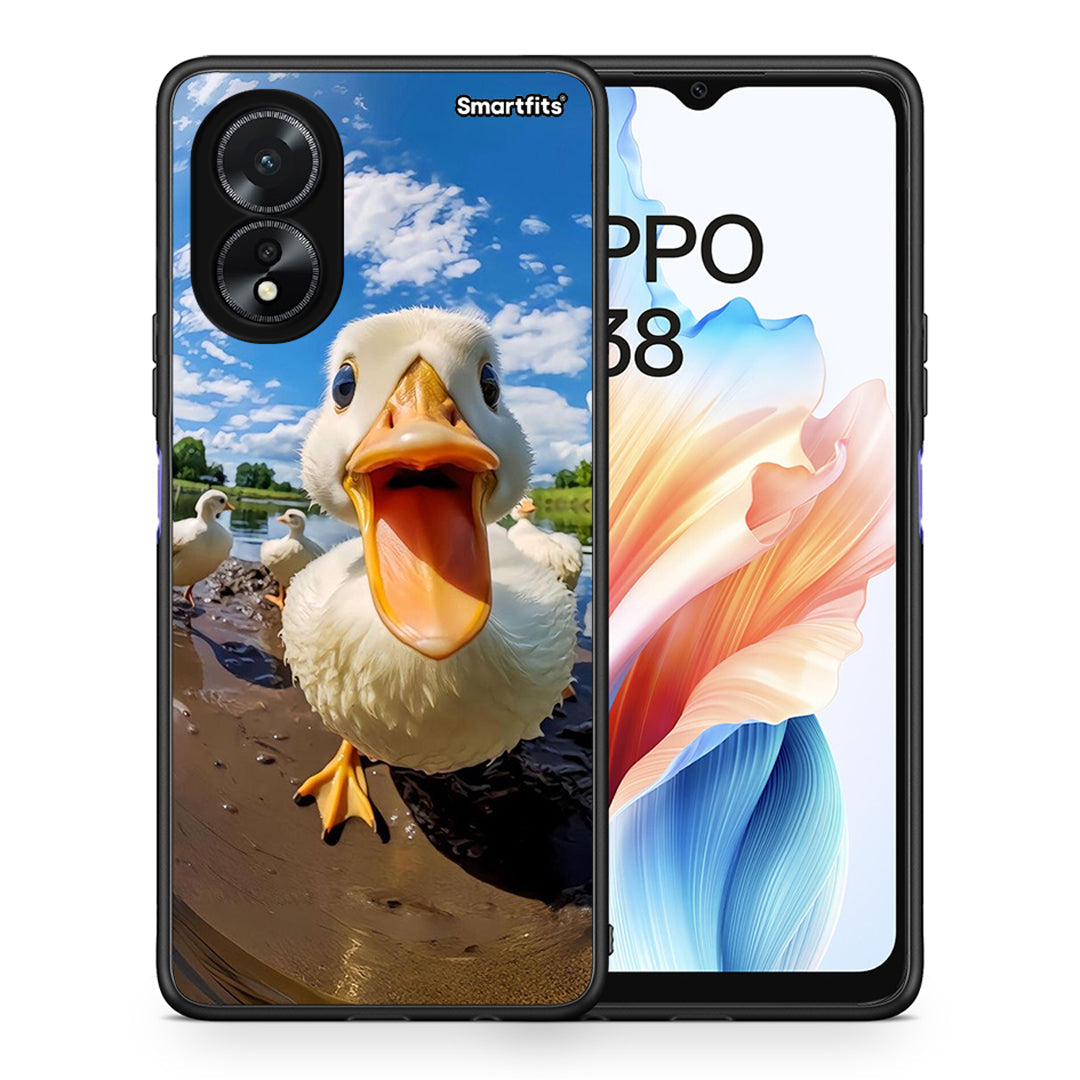 Θήκη Oppo A18 Duck Face από τη Smartfits με σχέδιο στο πίσω μέρος και μαύρο περίβλημα | Oppo A18 Duck Face case with colorful back and black bezels