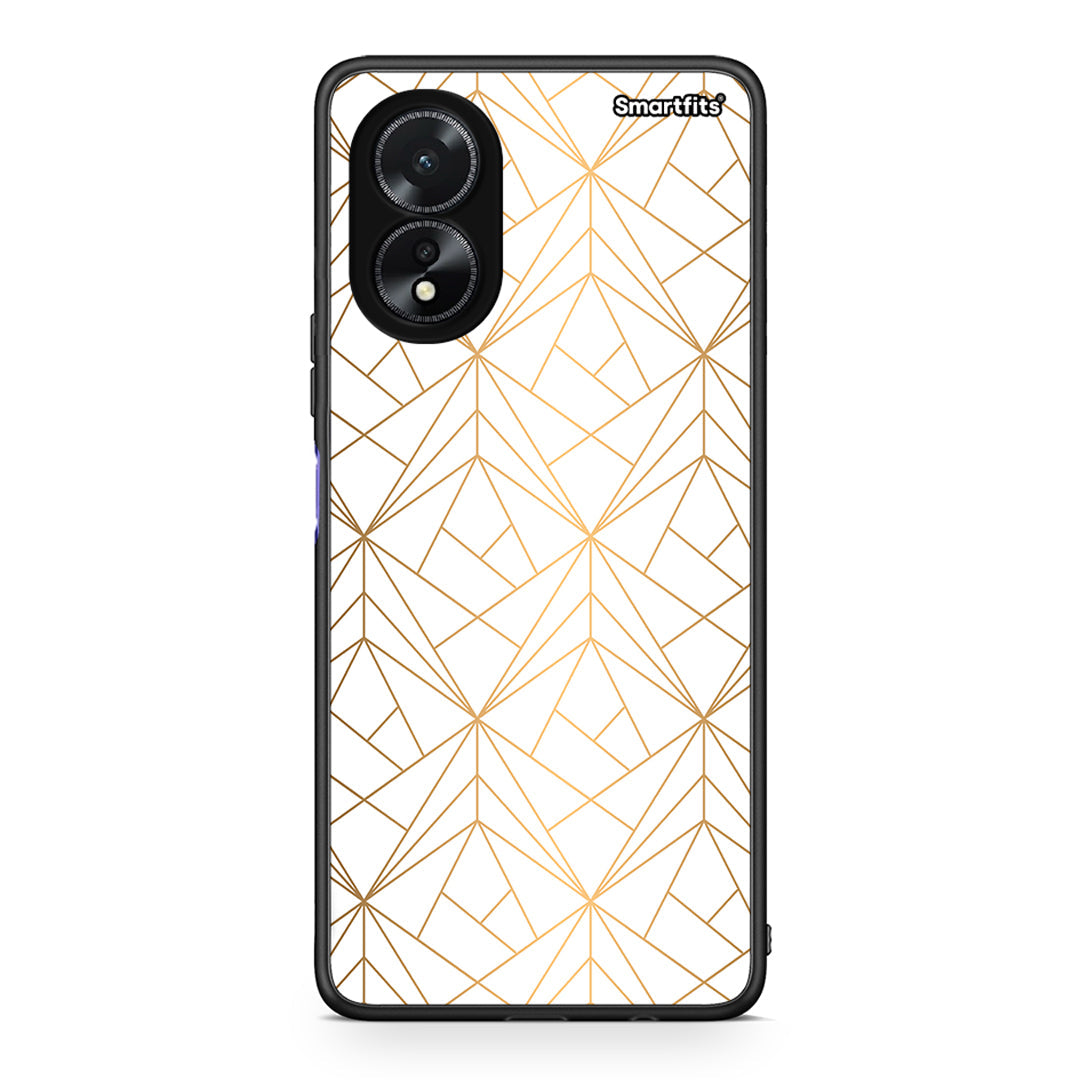 111 - Oppo A18 Luxury White Geometric case, cover, bumper