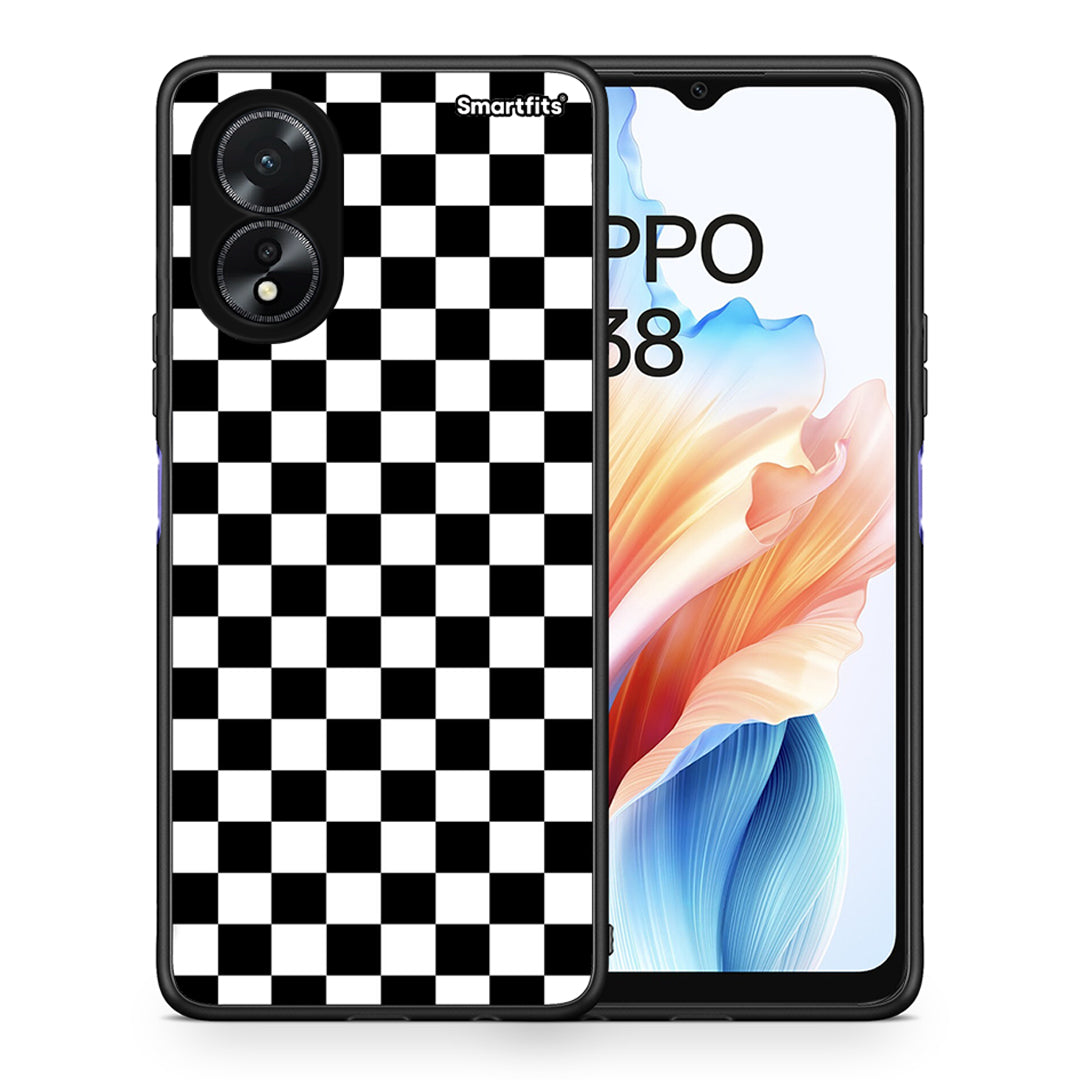 Θήκη Oppo A18 Squares Geometric από τη Smartfits με σχέδιο στο πίσω μέρος και μαύρο περίβλημα | Oppo A18 Squares Geometric case with colorful back and black bezels