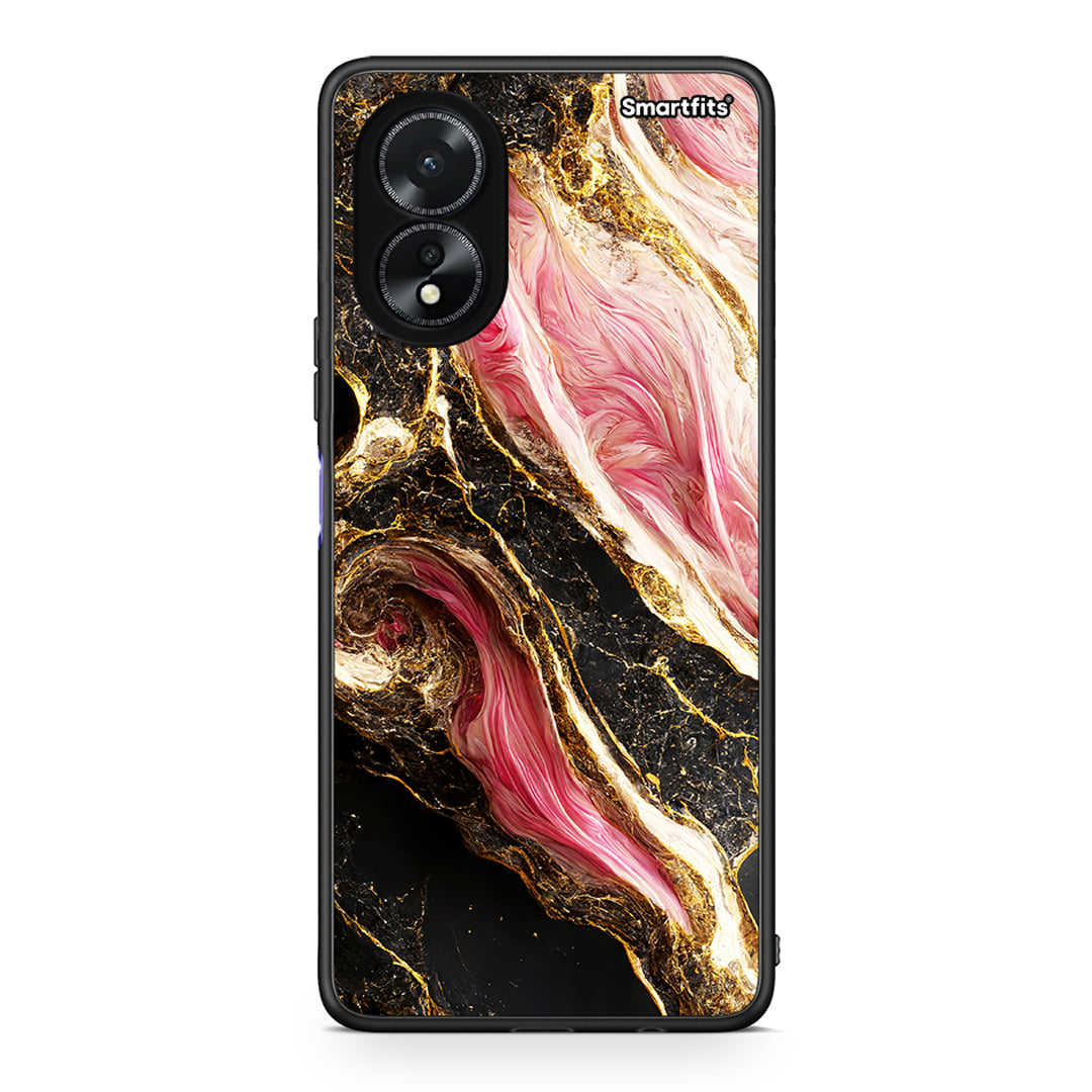 Oppo A38 Glamorous Pink Marble θήκη από τη Smartfits με σχέδιο στο πίσω μέρος και μαύρο περίβλημα | Smartphone case with colorful back and black bezels by Smartfits