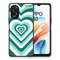 Thumbnail for Θήκη Oppo A18 Green Hearts από τη Smartfits με σχέδιο στο πίσω μέρος και μαύρο περίβλημα | Oppo A18 Green Hearts case with colorful back and black bezels