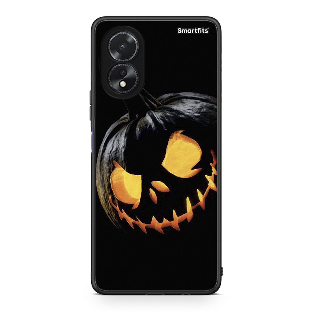 Oppo A38 Halloween Scary Pumpkin Θήκη από τη Smartfits με σχέδιο στο πίσω μέρος και μαύρο περίβλημα | Smartphone case with colorful back and black bezels by Smartfits