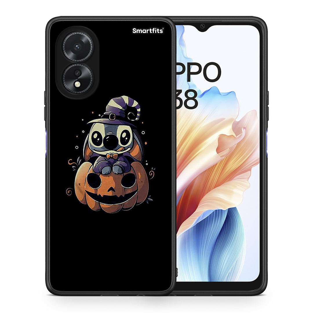 Θήκη Oppo A38 Halloween Stitch από τη Smartfits με σχέδιο στο πίσω μέρος και μαύρο περίβλημα | Oppo A38 Halloween Stitch case with colorful back and black bezels