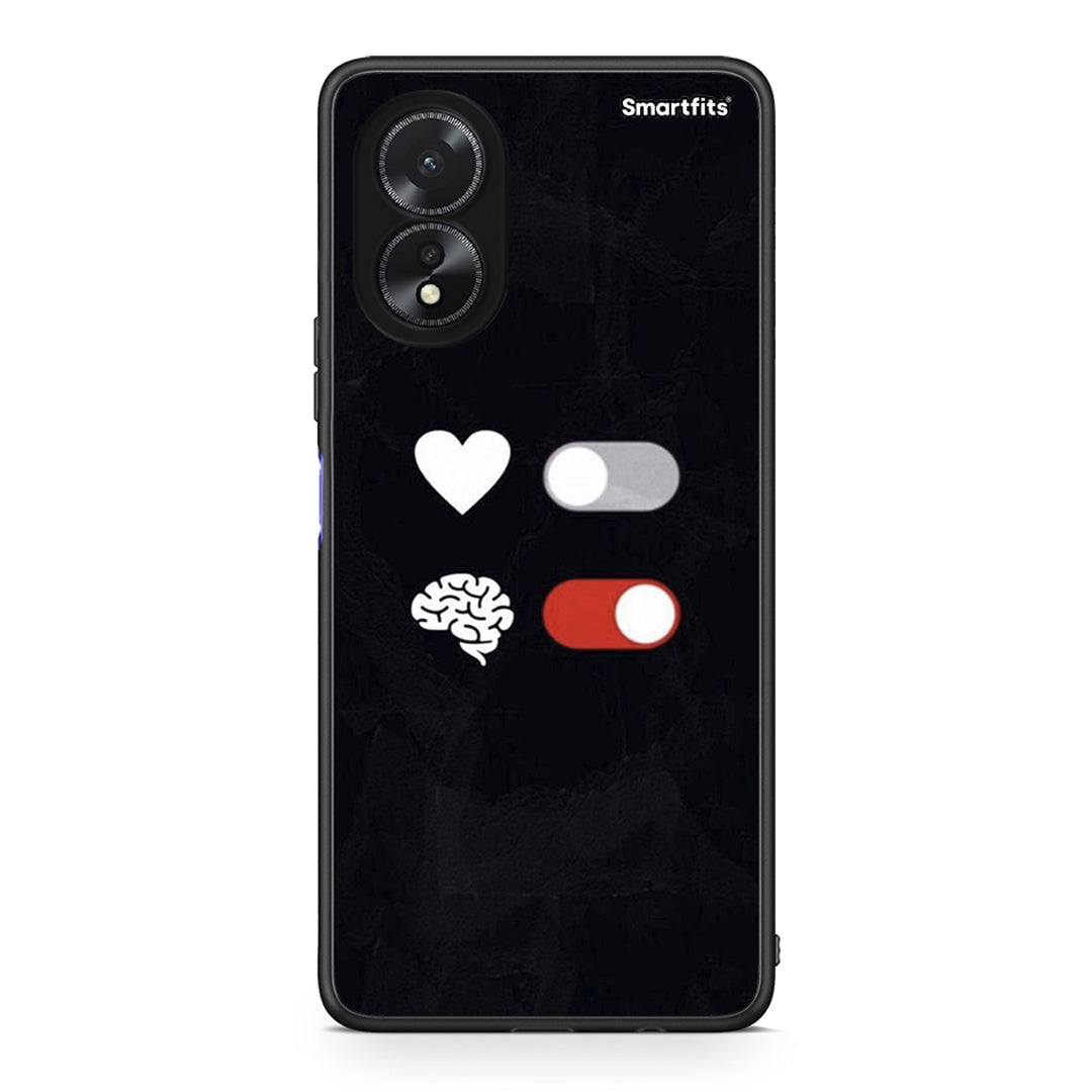 Oppo A18 Heart Vs Brain Θήκη Αγίου Βαλεντίνου από τη Smartfits με σχέδιο στο πίσω μέρος και μαύρο περίβλημα | Smartphone case with colorful back and black bezels by Smartfits