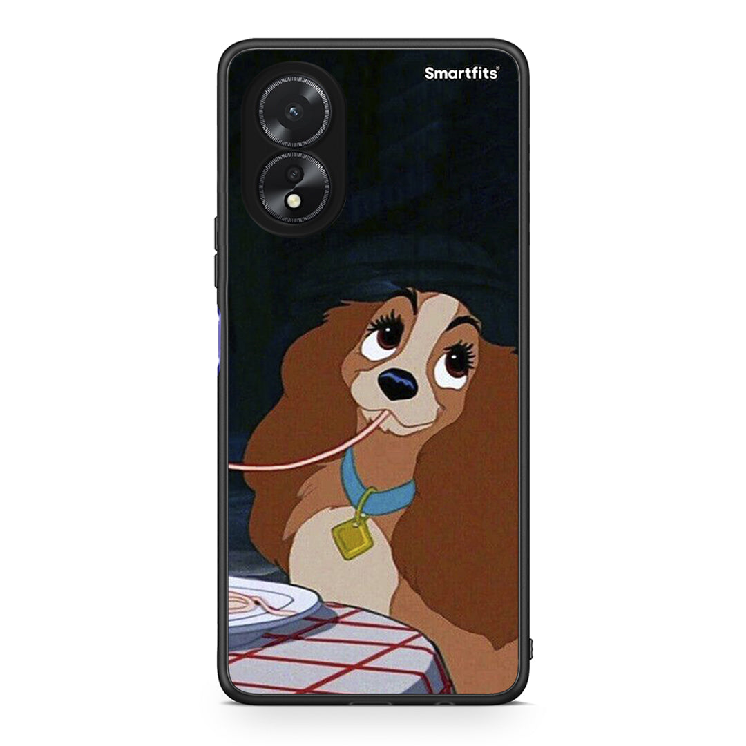 Oppo A18 Lady And Tramp 2 Θήκη Αγίου Βαλεντίνου από τη Smartfits με σχέδιο στο πίσω μέρος και μαύρο περίβλημα | Smartphone case with colorful back and black bezels by Smartfits