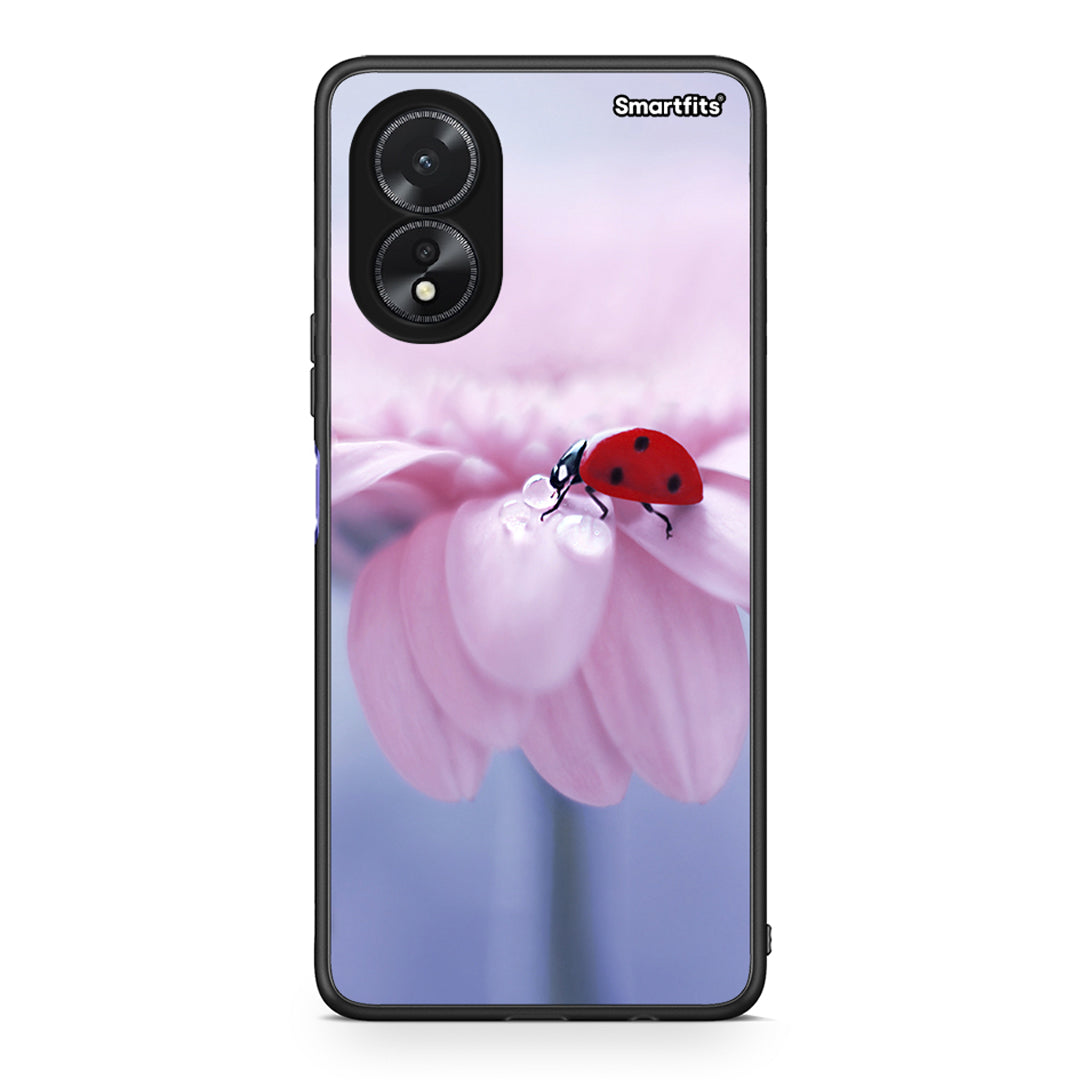 Oppo A38 Ladybug Flower θήκη από τη Smartfits με σχέδιο στο πίσω μέρος και μαύρο περίβλημα | Smartphone case with colorful back and black bezels by Smartfits