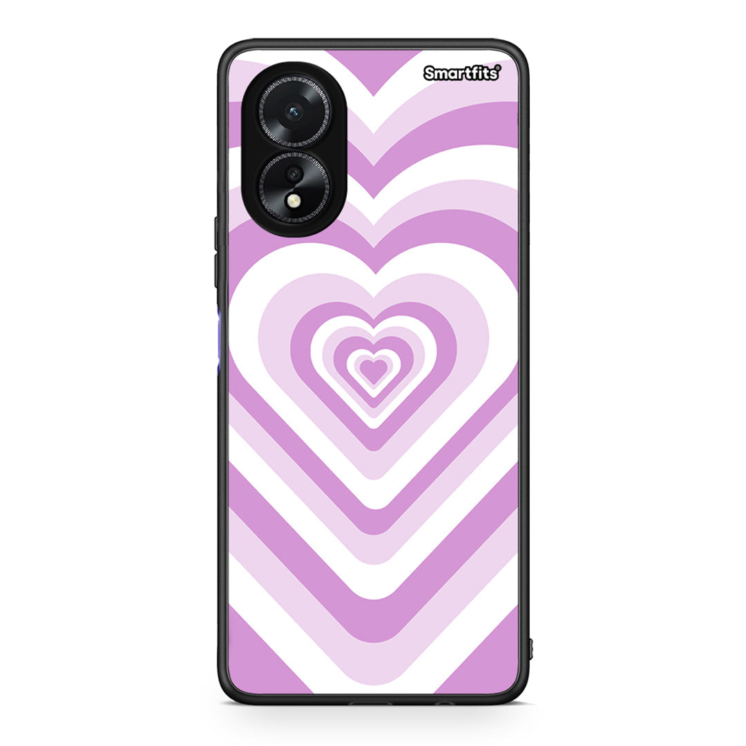 Oppo A38 Lilac Hearts θήκη από τη Smartfits με σχέδιο στο πίσω μέρος και μαύρο περίβλημα | Smartphone case with colorful back and black bezels by Smartfits