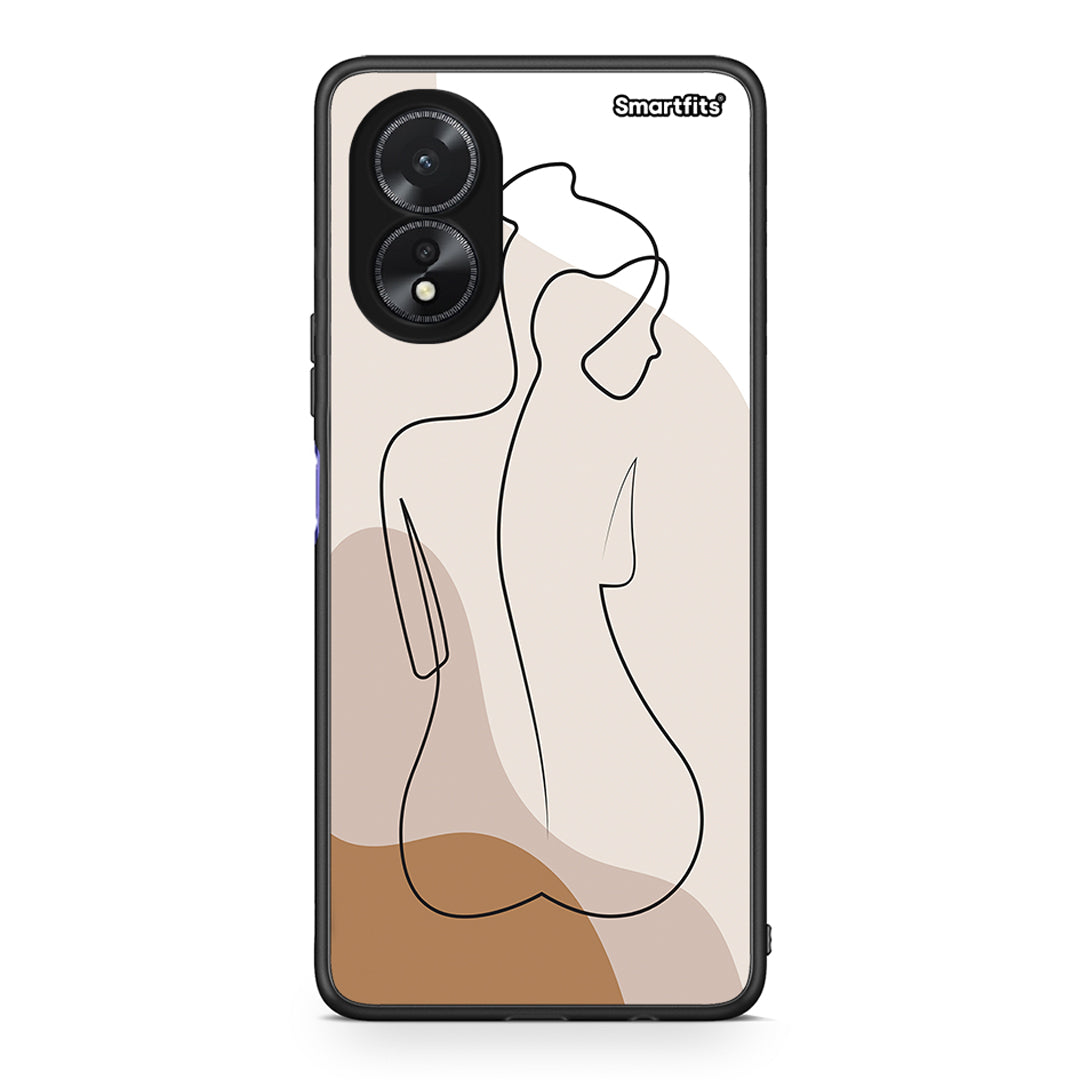 Oppo A38 LineArt Woman θήκη από τη Smartfits με σχέδιο στο πίσω μέρος και μαύρο περίβλημα | Smartphone case with colorful back and black bezels by Smartfits