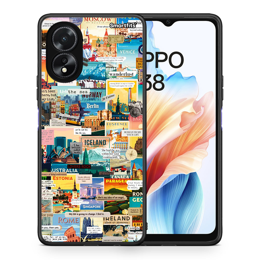 Θήκη Oppo A18 Live To Travel από τη Smartfits με σχέδιο στο πίσω μέρος και μαύρο περίβλημα | Oppo A18 Live To Travel case with colorful back and black bezels