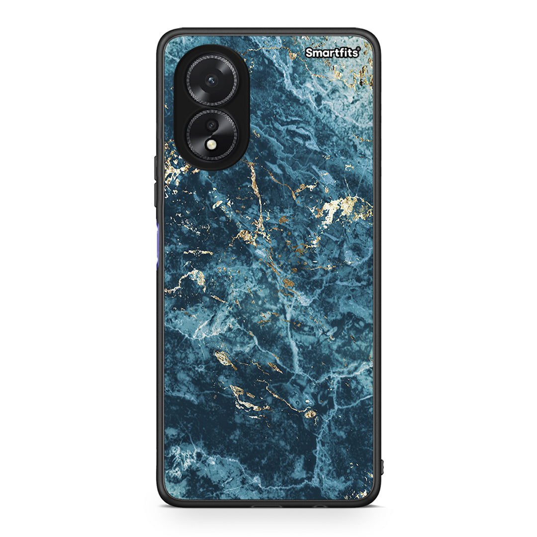 Oppo A38 Marble Blue θήκη από τη Smartfits με σχέδιο στο πίσω μέρος και μαύρο περίβλημα | Smartphone case with colorful back and black bezels by Smartfits