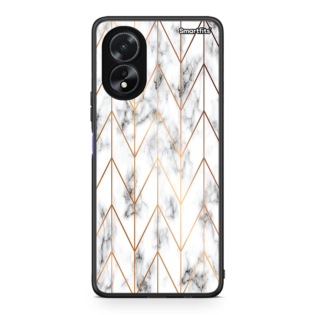44 - Oppo A38 Gold Geometric Marble case, cover, bumper