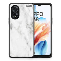 Thumbnail for Θήκη Oppo A38 White Marble από τη Smartfits με σχέδιο στο πίσω μέρος και μαύρο περίβλημα | Oppo A38 White Marble case with colorful back and black bezels