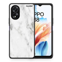 Thumbnail for Θήκη Oppo A18 White Marble από τη Smartfits με σχέδιο στο πίσω μέρος και μαύρο περίβλημα | Oppo A18 White Marble case with colorful back and black bezels