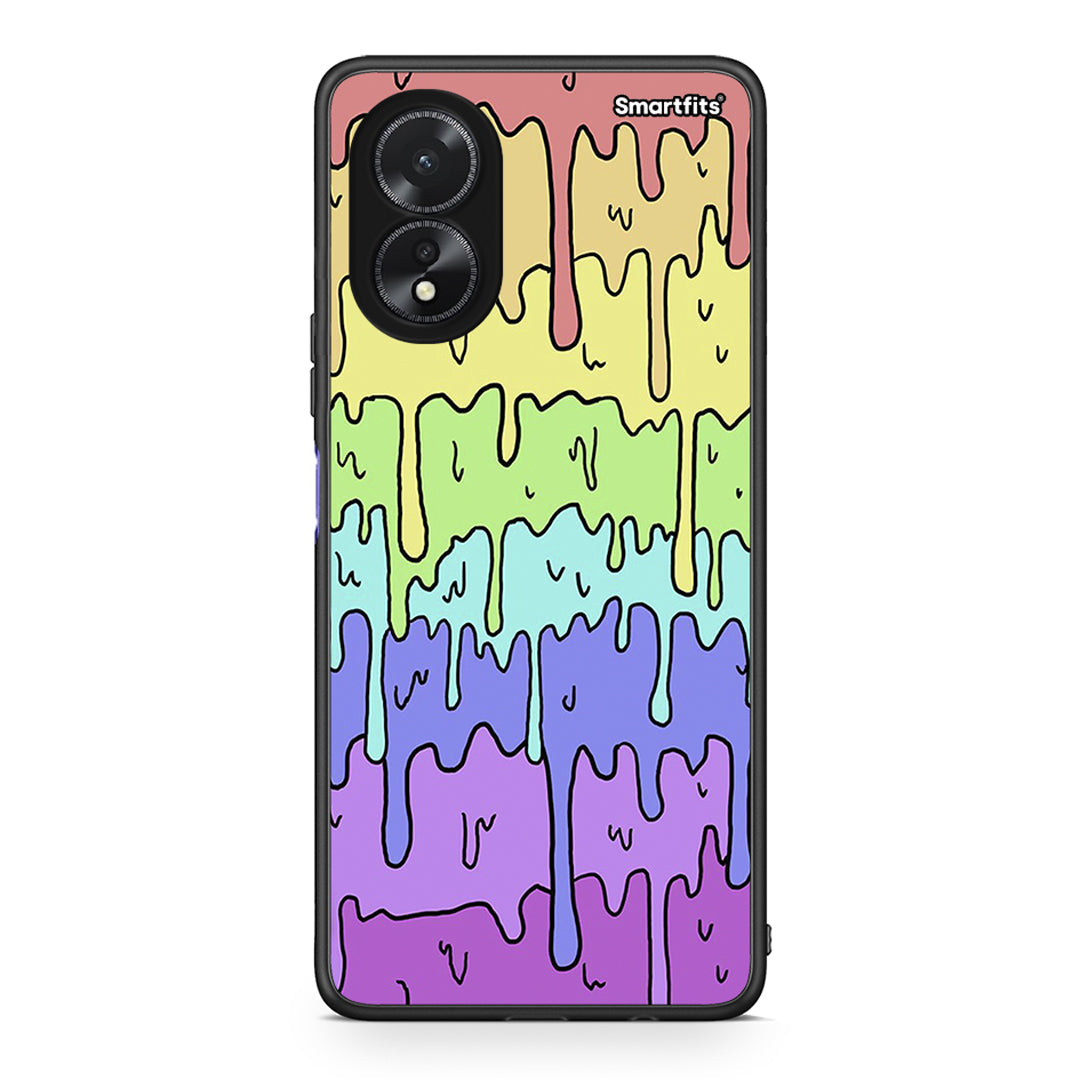 Oppo A38 Melting Rainbow θήκη από τη Smartfits με σχέδιο στο πίσω μέρος και μαύρο περίβλημα | Smartphone case with colorful back and black bezels by Smartfits