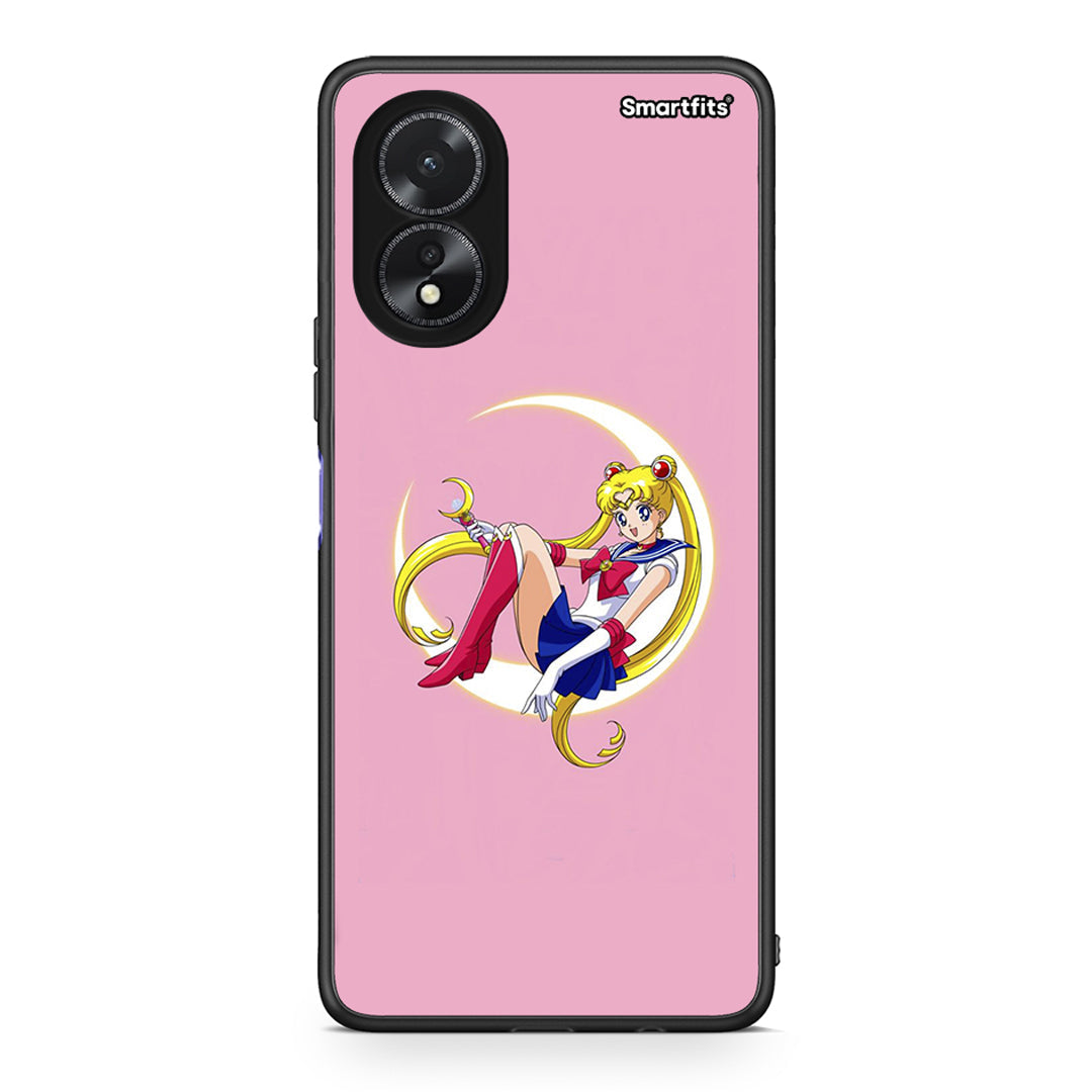 Oppo A18 Moon Girl θήκη από τη Smartfits με σχέδιο στο πίσω μέρος και μαύρο περίβλημα | Smartphone case with colorful back and black bezels by Smartfits