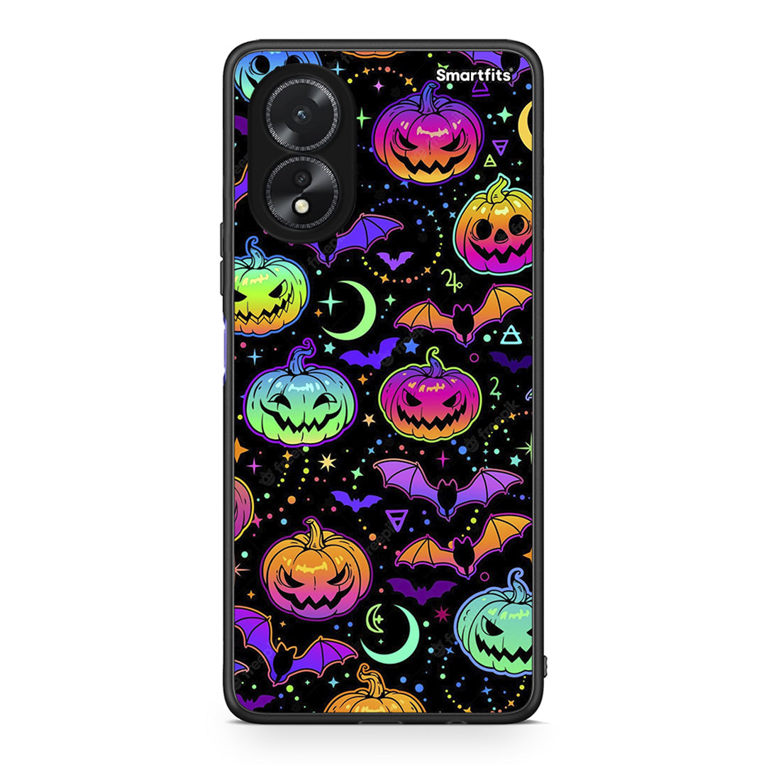 Oppo A38 Neon Halloween θήκη από τη Smartfits με σχέδιο στο πίσω μέρος και μαύρο περίβλημα | Smartphone case with colorful back and black bezels by Smartfits