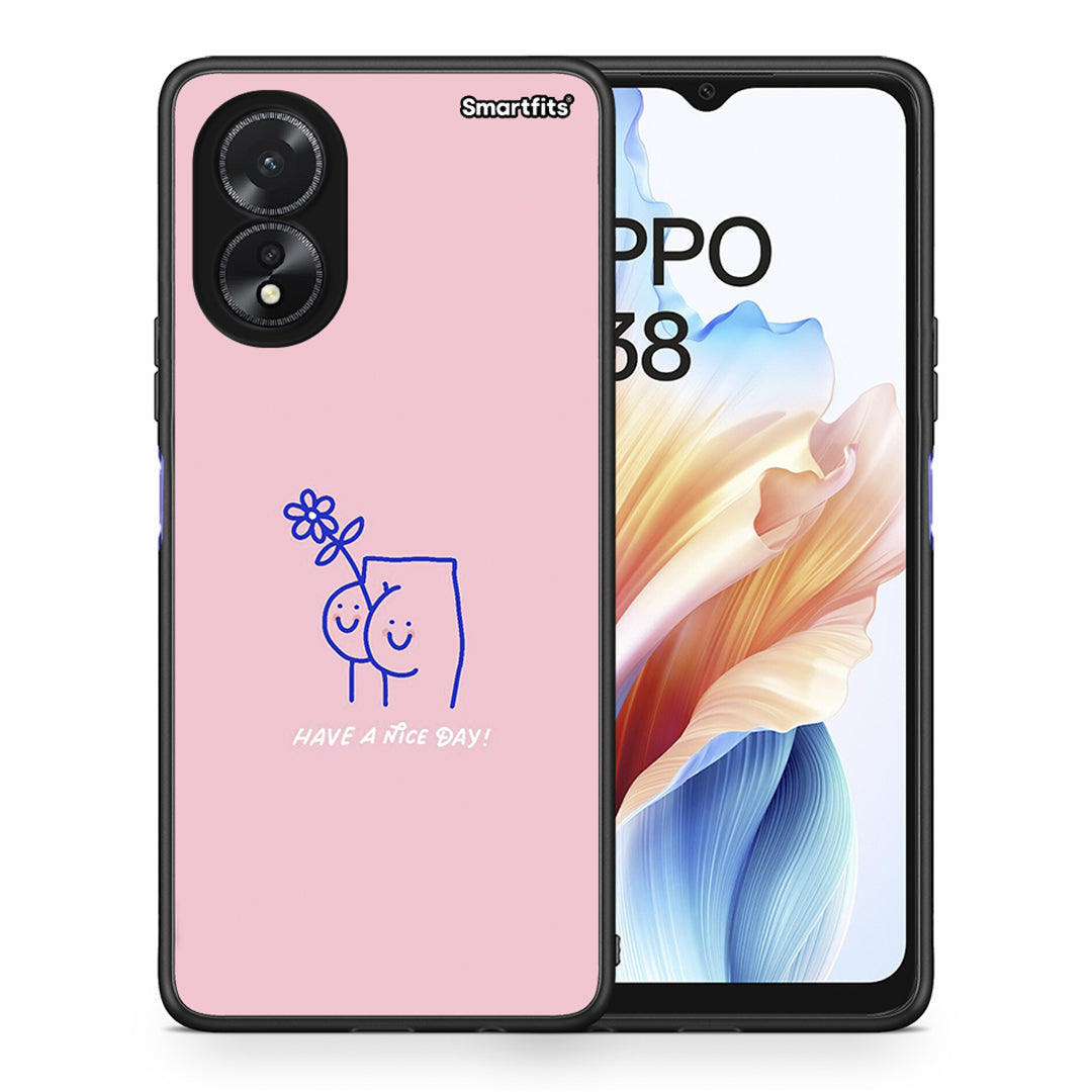 Θήκη Oppo A18 Nice Day από τη Smartfits με σχέδιο στο πίσω μέρος και μαύρο περίβλημα | Oppo A18 Nice Day case with colorful back and black bezels