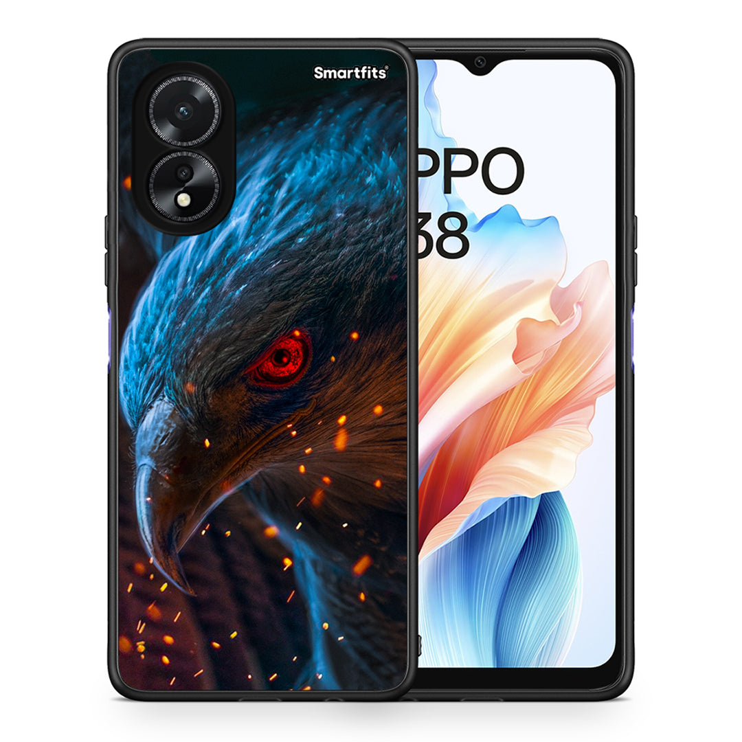 Θήκη Oppo A18 Eagle PopArt από τη Smartfits με σχέδιο στο πίσω μέρος και μαύρο περίβλημα | Oppo A18 Eagle PopArt case with colorful back and black bezels